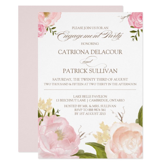 Romantic Watercolor Flowers Engagement Invitation | Zazzle.com