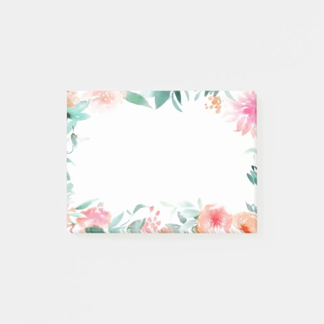 romantic watercolor flowers post-it notes (Front)