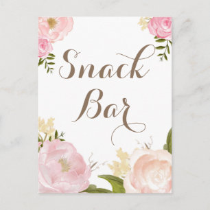 Romantic Watercolor Flowers Snack Bar Sign Postcard