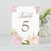 Romantic Watercolor Flowers Table Numbers Card (Standing Front)