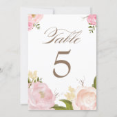 Romantic Watercolor Flowers Table Numbers Card (Back)