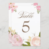 Romantic Watercolor Flowers Table Numbers Card (Front/Back)