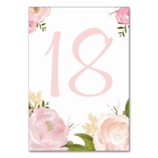 Romantic Watercolor Flowers Table Numbers Card