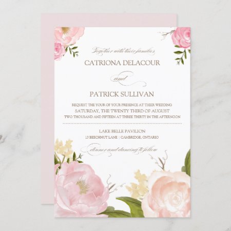 Romantic Watercolor Flowers Wedding Invitation