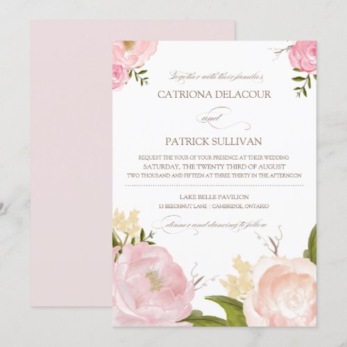 Romantic Watercolor Flowers Wedding Invitation