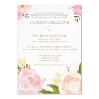 Romantic Watercolor Flowers Wedding Invitation V