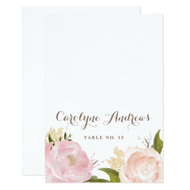 Romantic Watercolor Flowers Wedding Place Card