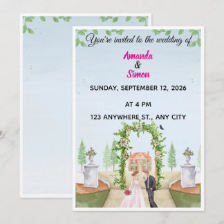 Romantic Watercolor  Garden Wedding Invitation