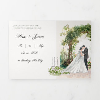 Romantic Watercolor Garden Wedding Invitation | El