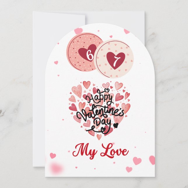 Romantic Watercolor Hearts Happy Valentine's Day  Holiday Card (Front)