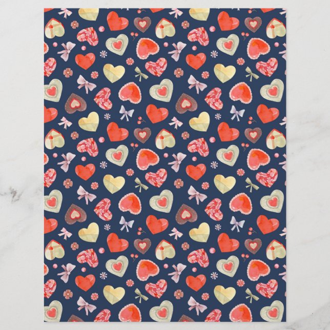 Romantic Watercolor Hearts  Letterhead (Front)