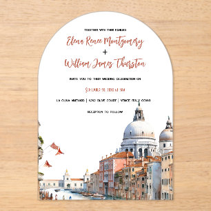Romantic Watercolor Italy Destination Wedding Acrylic Invitations