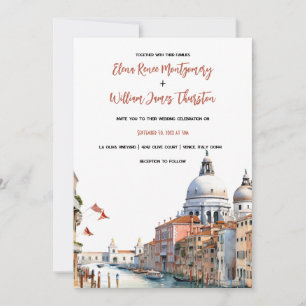 Romantic Watercolor Italy Destination Wedding Invitation
