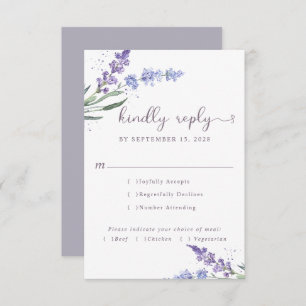 Romantic Watercolor Lavender Floral Meal Choice RSVP Card