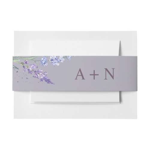 Romantic Watercolor Lavender Floral Monogram Invit Invitation Belly Band