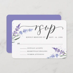 Romantic Watercolor Lavender Floral RSVP Card