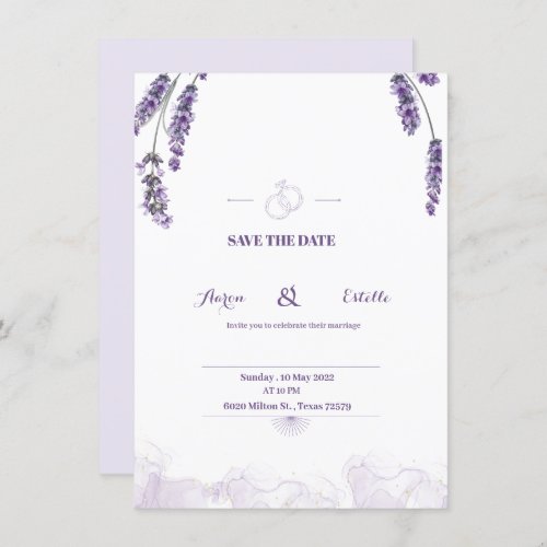 Romantic Watercolor Lavender Floral Wedding Invita Invitation