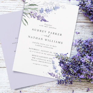 Romantic Watercolor Lavender w/Details Wedding Invitation