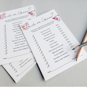 Romantic Watercolor Magnolia Bride or Groom Game Flyer