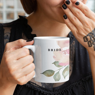 Romantic Watercolor Navy Florals Wedding Bride Coffee Mug