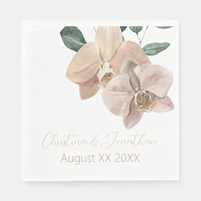 Romantic Watercolor Orchids Napkins (Front)