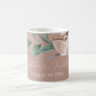 Romantic Watercolor Orchids on Dusty Blush Coffee Mug