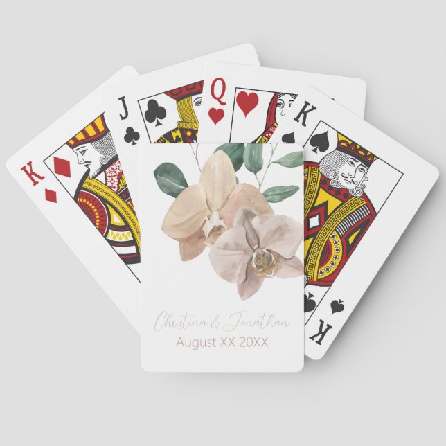 Romantic Watercolor Orchids Poker Cards (Back)
