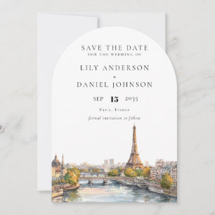 Romantic Watercolor Paris France Wedding Arch Save The Date