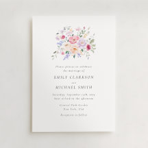 Romantic Watercolor Pastel Floral Wedding Invitati
