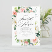 Romantic Watercolor Peach Florals Bridal Shower Invitation (Standing Front)