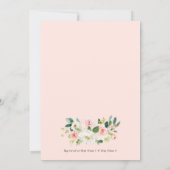 Romantic Watercolor Peach Florals Bridal Shower Invitation (Back)