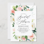 Romantic Watercolor Peach Florals Bridal Shower Invitation (Front)