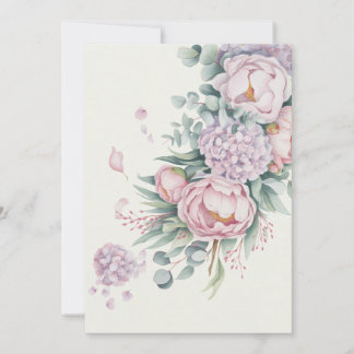 Romantic Watercolor Peony Hydrangea Wedding Invitation