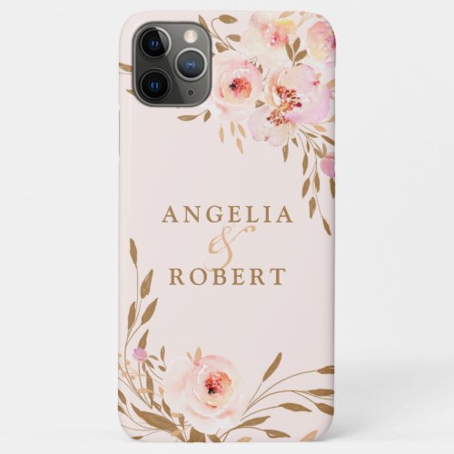 Romantic Watercolor Pink Blush Gold Rose  iPhone 11 Pro Max Case
