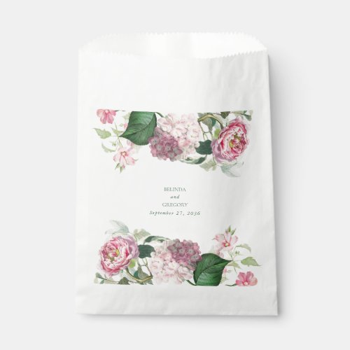 Romantic Watercolor Pink Flowers Garden Wedding Favor Bag