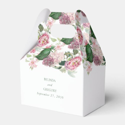 Romantic Watercolor Pink Flowers Garden Wedding Favor Boxes