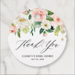 Romantic Watercolor Pink Peach Florals Thank You Favor Tags<br><div class="desc">Romantic Watercolor Pink Peach Florals Thank You Favor Tags | Feminine and romantic thank you favor tag featuring watercolor pink and white flowers and greenery bouquets. The floral thank you favor tag is fully customizable for any event. Perfect as a finishing touch to cards and party favors.</div>