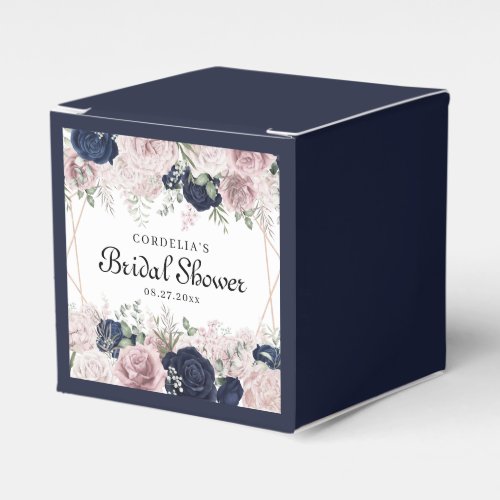 Romantic Watercolor Pink Roses Blue Bridal Shower Favor Boxes