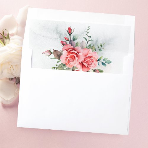 Romantic Watercolor Pink Roses Envelope Liner