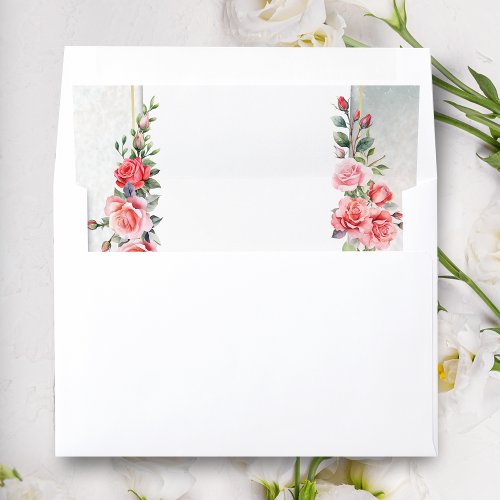 Romantic Watercolor Pink Roses Envelope Liner