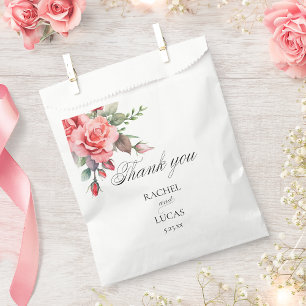 Romantic Watercolor Pink Roses Favor Bag