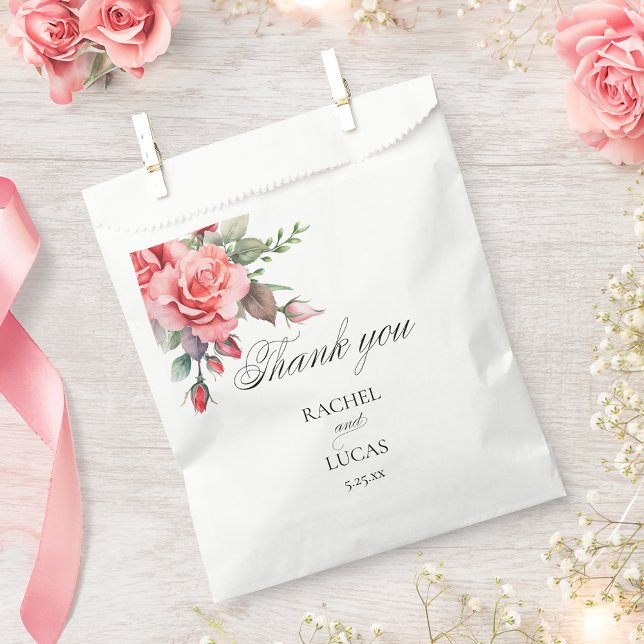 Romantic Watercolor Pink Roses Favor Bag (Creator Uploaded)