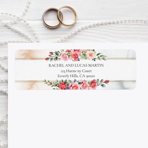 Romantic Watercolor Pink Roses Label