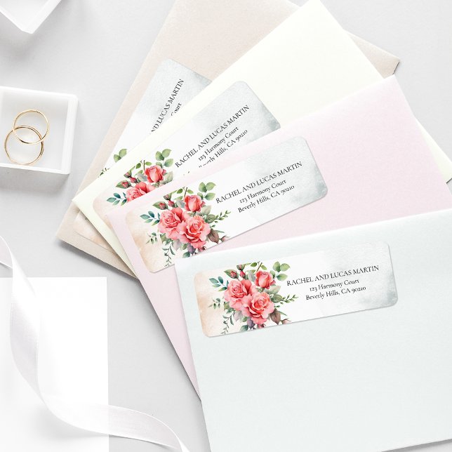 Romantic Watercolor Pink Roses Label (Creator Uploaded)