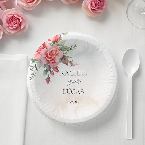 Romantic Watercolor Pink Roses Paper Bowls