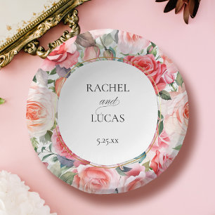 Romantic Watercolor Pink Roses Paper Bowls