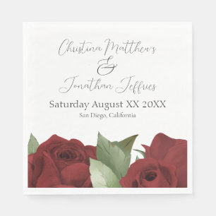 Romantic Watercolor Red Roses Napkins