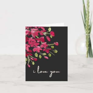 Romantic Watercolor Red Wildflowers "I Love You" Card