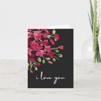 Romantic Watercolor Red Wildflowers "I Love You" Card