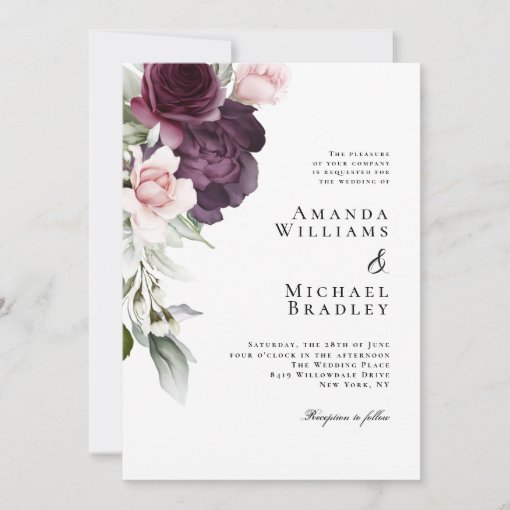 Romantic Watercolor Roses Botanical Wedding Invitation | Zazzle